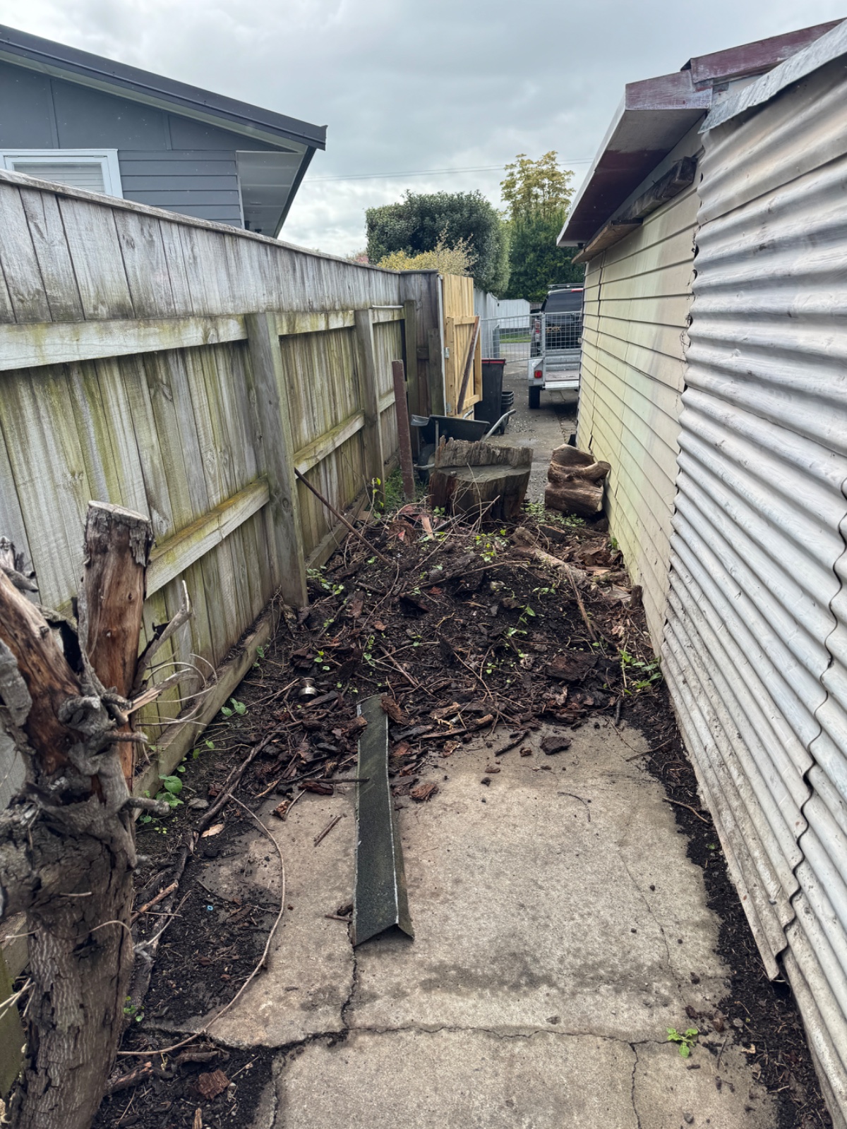Before — cluttered alley